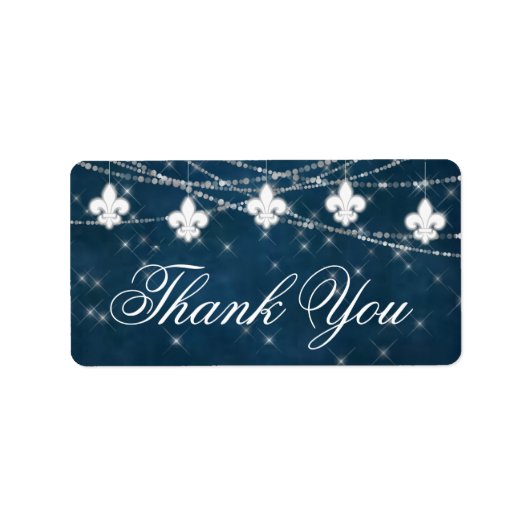 Fleur de Lis Navy Blue Lights | Rustic Hartelijk d Etiket (Voorkant)