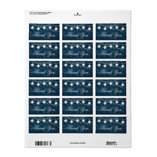 Fleur de Lis Navy Blue Lights | Rustic Hartelijk d Etiket (Full Sheet)