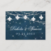Fleur de Lis Navy Blue Lights | Rustic Hartelijk d Informatiekaartje (Achterkant)