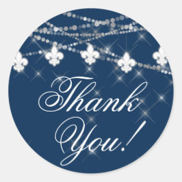 Fleur de Lis Navy Blue Lights | Rustic Hartelijk d Ronde Sticker