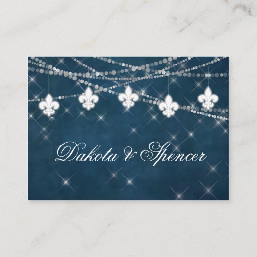 Fleur de Lis Navy Blue Lights | Rustige opvang Informatiekaartje (Achterkant)