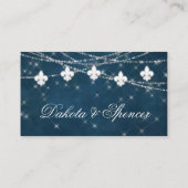 Fleur de Lis Navy Blue Lights | Weddenschap-websit Informatiekaartje (Achterkant)