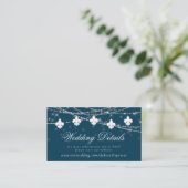 Fleur de Lis Navy Blue Lights | Weddenschap-websit Informatiekaartje (Staand voorkant)