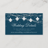 Fleur de Lis Navy Blue Lights | Weddenschap-websit Informatiekaartje (Voorkant)