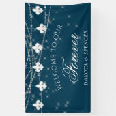 Fleur de Lis Navy Blue Lights | Welkom in Forever Spandoek (Verticaal)