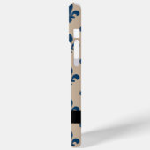Fleur de Lis, Navy Blue on Beige, Royal, Your Name Case-Mate iPhone Case (Achterkant / Links)