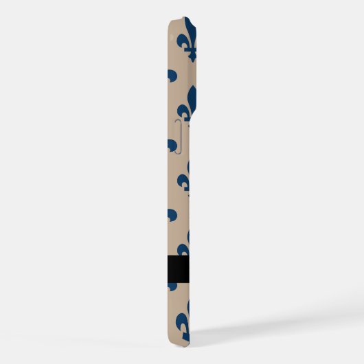 Fleur de Lis, Navy Blue on Beige, Royal, Your Name iPhone Hoesje (Rechterkant)