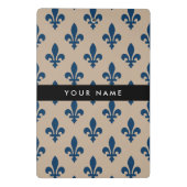 Fleur de Lis, Navy Blue on Beige, Royal, Your Name Mini Klembord (Achterkant)