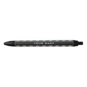 Fleur de Lis, Navy Blue on Beige, Royal, Your Name Zwarte Inkt Pen (Voorkant)