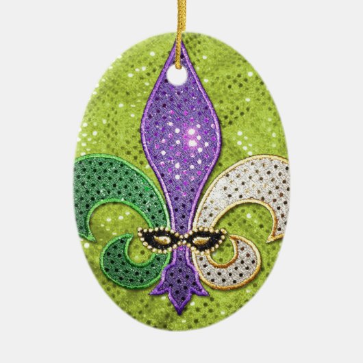 Fleur De Lis New Orleans Jewel Sparkle Keramisch Ornament (Voorkant)