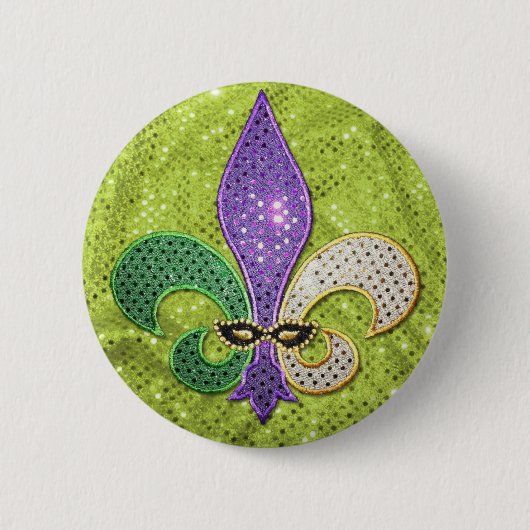Fleur De Lis New Orleans Jewel Sparkle Ronde Button 5,7 Cm (Voorkant)
