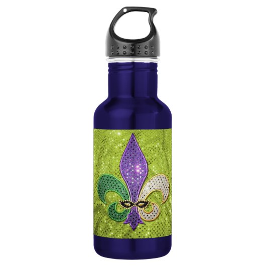 Fleur De Lis New Orleans Jewel Sparkle Waterfles (Voorkant)