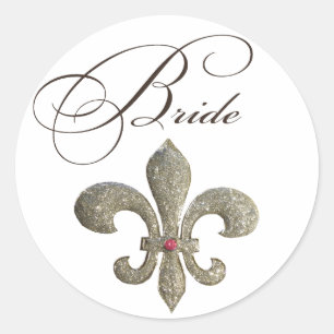 Fleur de lis NOLA Bruid Bling Ronde Sticker