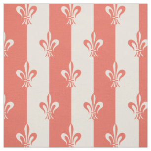 Fleur de Lis Off White en Terra Cotta Red Stof