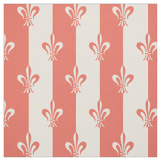 Fleur de Lis Off White en Terra Cotta Red Stof