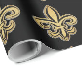 "FLEUR-DE-LIS ON BLACK" 30"X15"-WRAPPINGPAPIER CADEAUPAPIER (Rol Hoek)