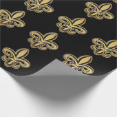 "FLEUR-DE-LIS ON BLACK" 30"X15"-WRAPPINGPAPIER CADEAUPAPIER (Hoek)
