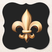 Fleur De Lis Onderzetters - Zwart & Goud (Voorkant)