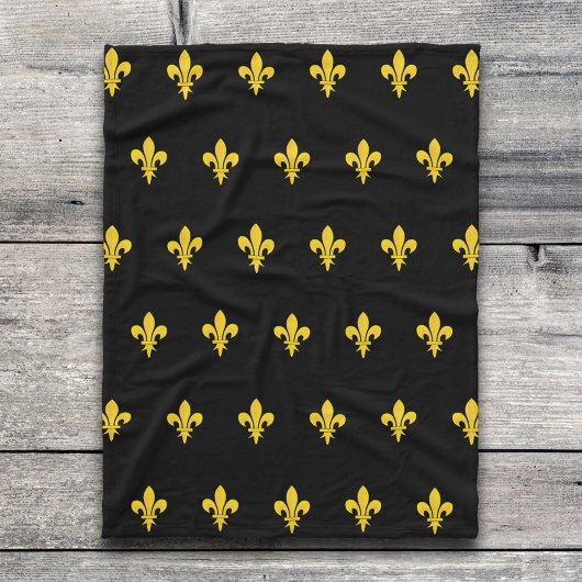 Fleur de Lis op Black Blanket Fleece Deken