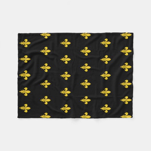 Fleur de Lis op Black Blanket Fleece Deken (Voorkant (Horizontaal))