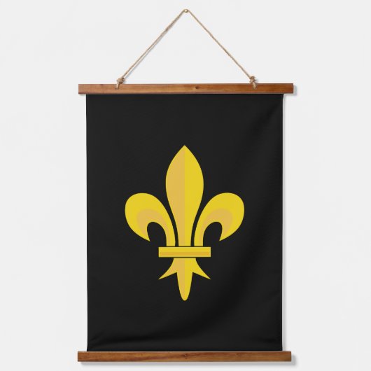 Fleur de Lis op Black Hanging Tapestry Hangend Wandkleed (Voorkant)