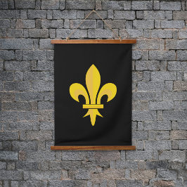 Fleur de Lis op Black Hanging Tapestry Hangend Wandkleed