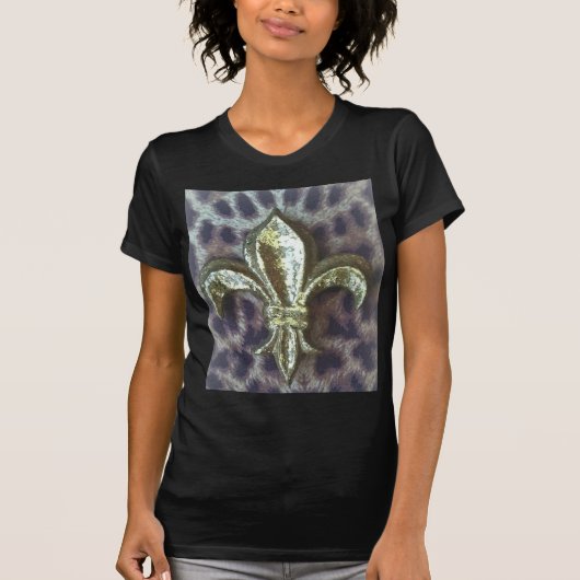 FLEUR DE LIS OP DE LEOPARD-AFDRUKKING T-SHIRT (Voorkant)