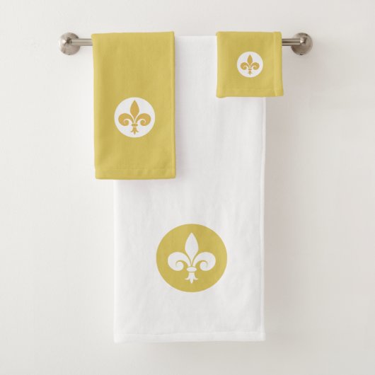 Fleur de Lis op Goud en Wit Bad Handdoek (Insitu)