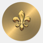 Fleur de Lis op gouden achtergrond Ronde Sticker (Voorkant)