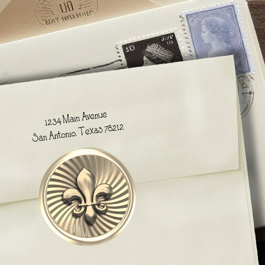 Fleur de Lis op gouden achtergrond Ronde Sticker