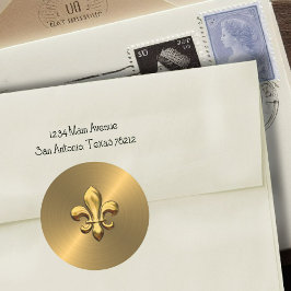 Fleur de Lis op gouden achtergrond Ronde Sticker