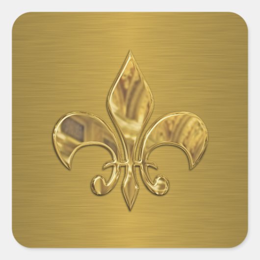 Fleur de Lis op gouden achtergrond Vierkante Sticker (Voorkant)