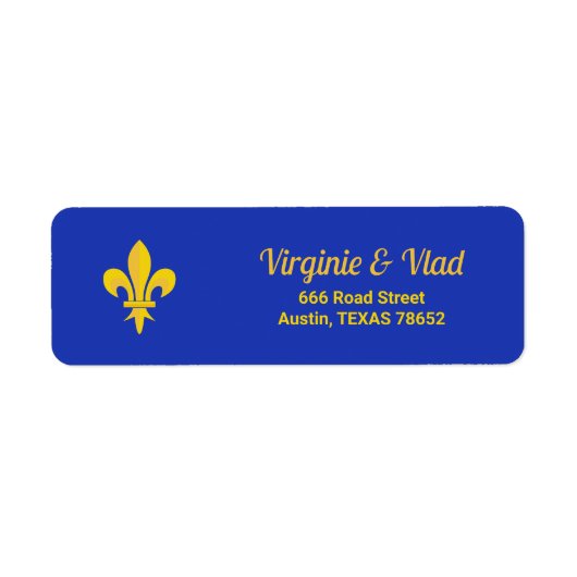 Fleur de Lis op het label van het Royal Blue-terug (Voorkant)