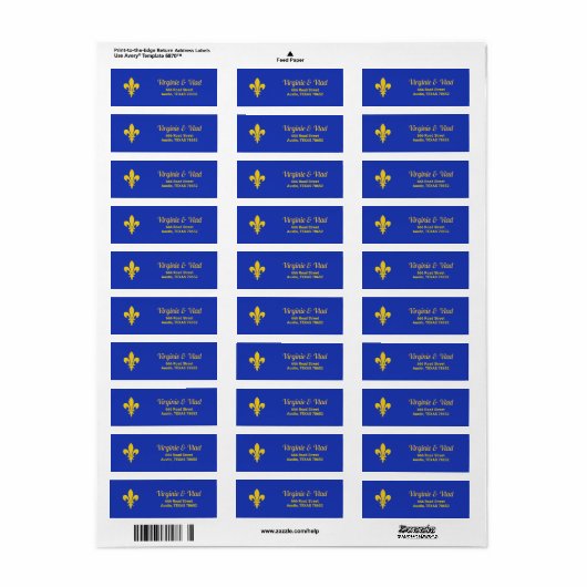 Fleur de Lis op het label van het Royal Blue-terug (Full Sheet)
