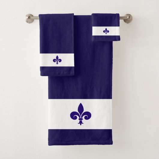 Fleur de Lis op Navyblauw & Wit Bad Handdoek (Insitu)