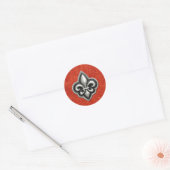 Fleur de Lis op rood leer look Ronde Sticker (Envelop)