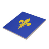Fleur de Lis op Royal Blue Ceramic Tegel Tegeltje (Zijkant)