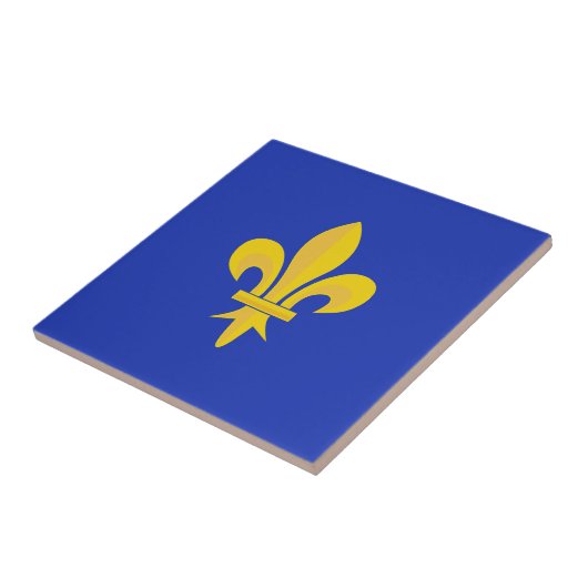 Fleur de Lis op Royal Blue Ceramic Tegel Tegeltje (Zijkant)