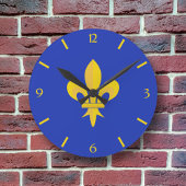 Fleur de Lis op Royal Blue Clock Ronde Klok