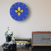 Fleur de Lis op Royal Blue Clock Ronde Klok