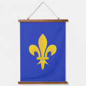 Fleur de Lis op Royal Blue Hanging Tapestry Hangend Wandkleed (Voorkant)