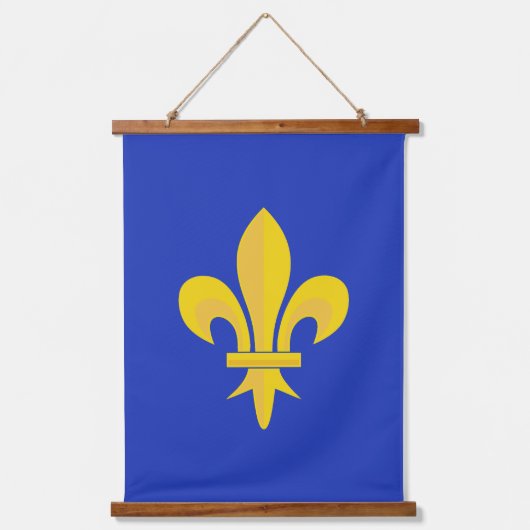 Fleur de Lis op Royal Blue Hanging Tapestry Hangend Wandkleed (Voorkant)