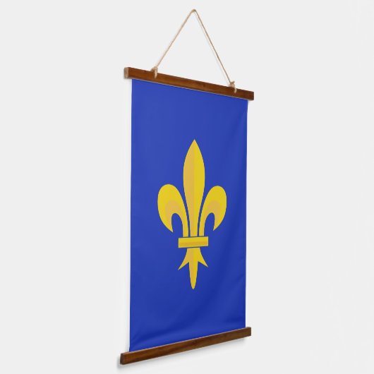 Fleur de Lis op Royal Blue Hanging Tapestry Hangend Wandkleed (Gebogen)