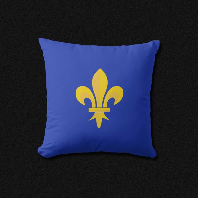 Fleur de Lis op Royal Blue Pillow Kussen (Fleur de Lis on Royal Blue Pillow)