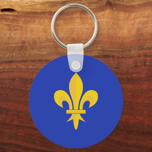 Fleur de Lis op Royal Blue Sleutelhanger (Voorkant)
