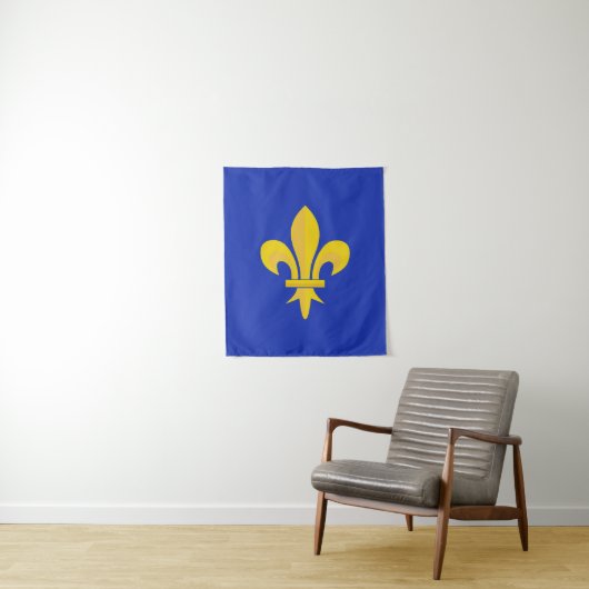 Fleur de Lis op Royal Blue Tapestry Wandkleed (In situ)