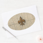 Fleur de Lis op steen Ovale Sticker (Envelop)