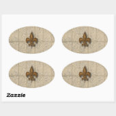 Fleur de Lis op steen Ovale Sticker (Vel)