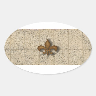 Fleur de Lis op steen Ovale Sticker