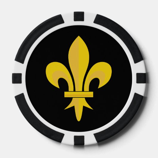 Fleur de Lis op zwart Poker Chips (Voorkant)
